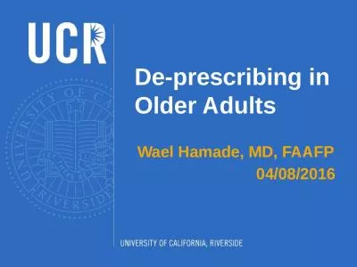 De-prescribing in Older Adults