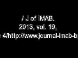 / J of IMAB. 2013, vol. 19, issue 4/http://www.journal-imab-bg.org