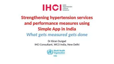 Dr Kiran Durgad IHCI Consultant, WCO India, New Delhi