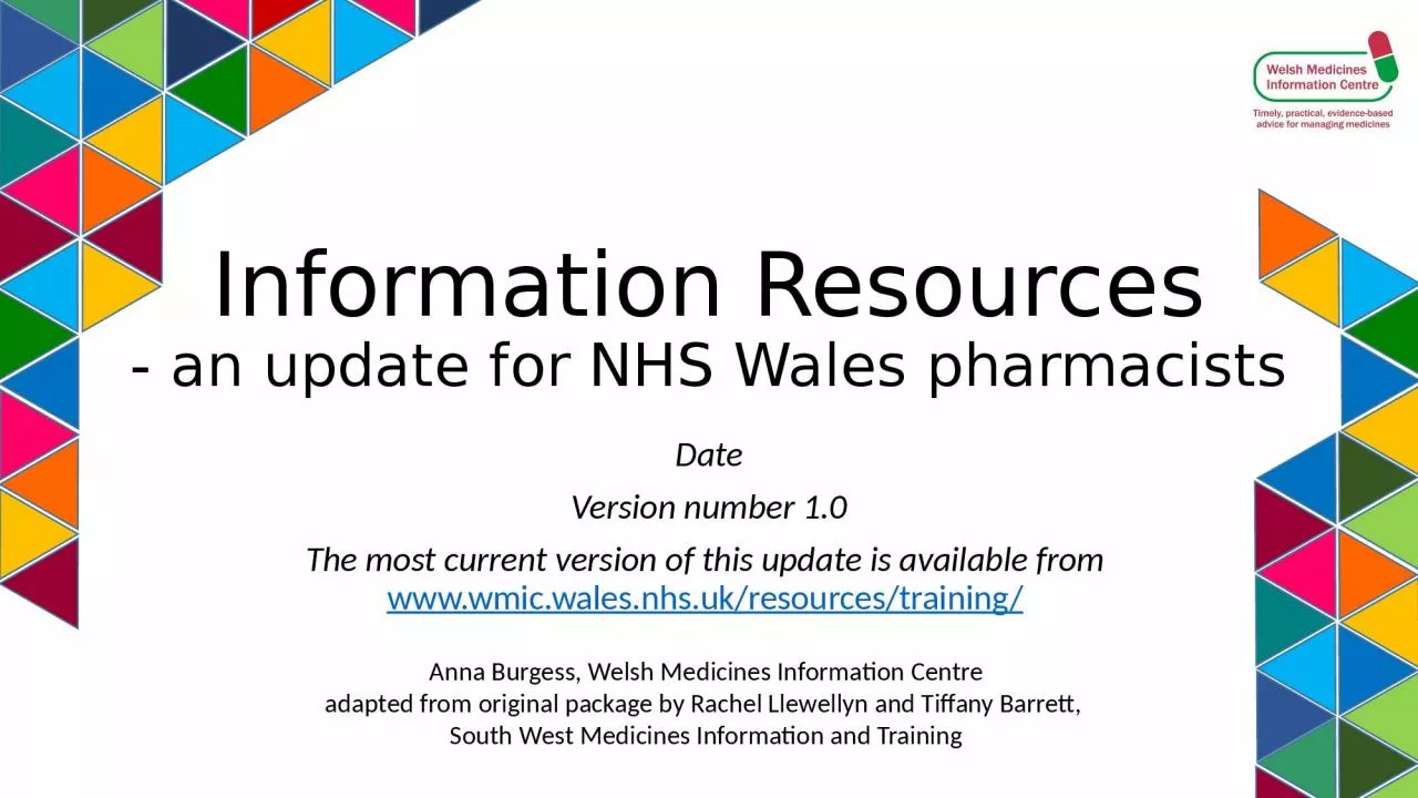 PPT-Information Resources - an update for NHS Wales pharmacists