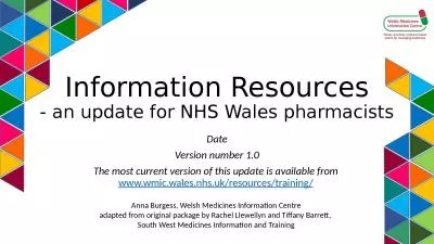 Information Resources - an update for NHS Wales pharmacists