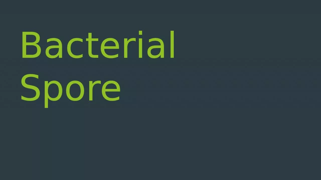 PPT-Bacterial Spore Bacterial Spores