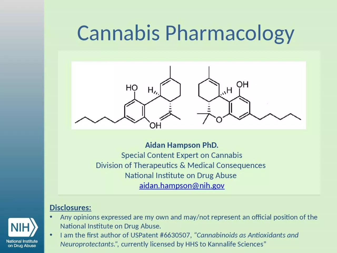 PPT-Cannabis Pharmacology Aidan Hampson PhD.