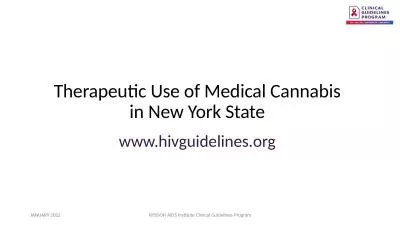 Therapeutic Use of Medical Cannabis in New York State