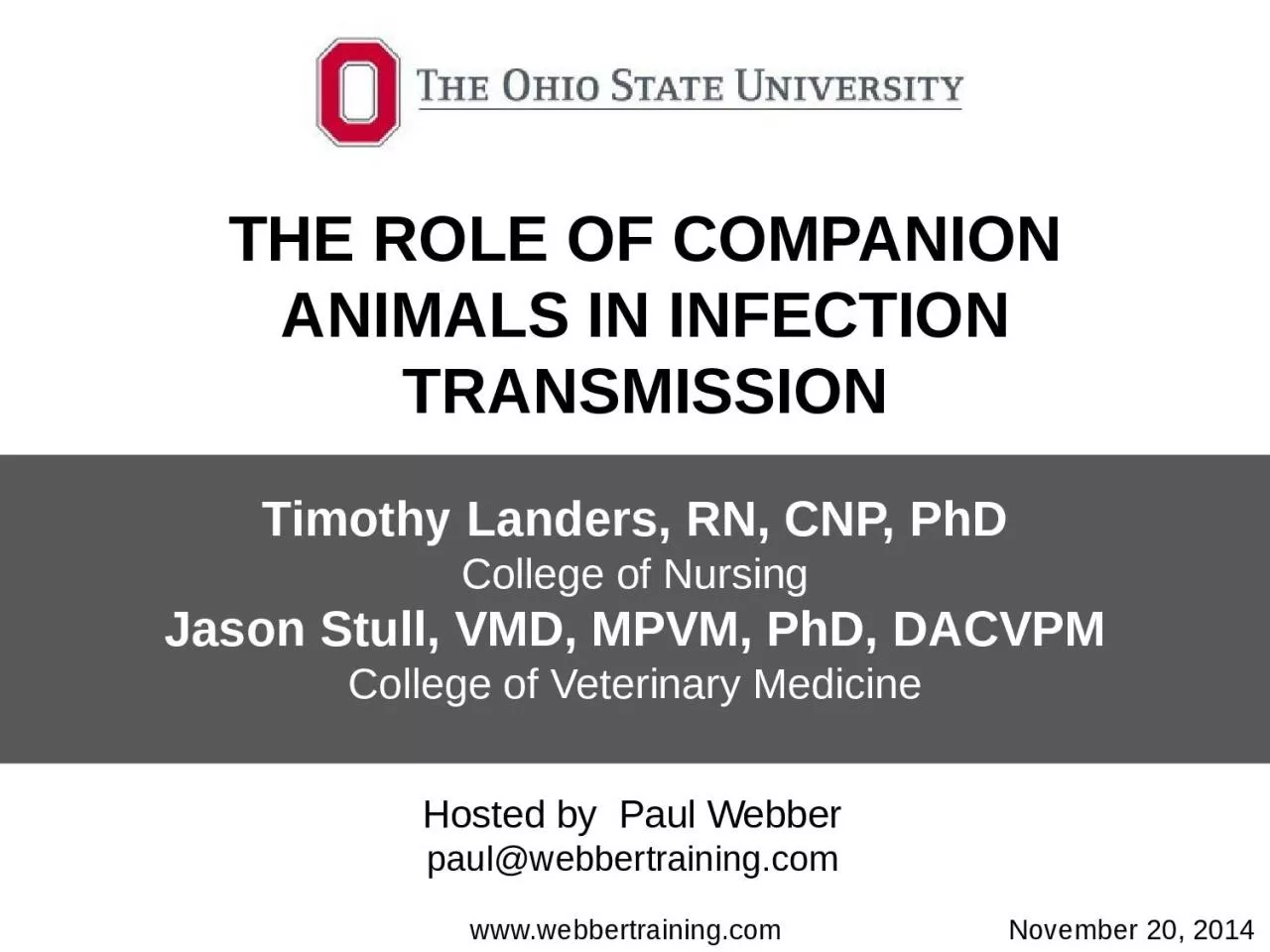 PPT-THE ROLE OF COMPANION ANIMALS IN INFECTION TRANSMISSION