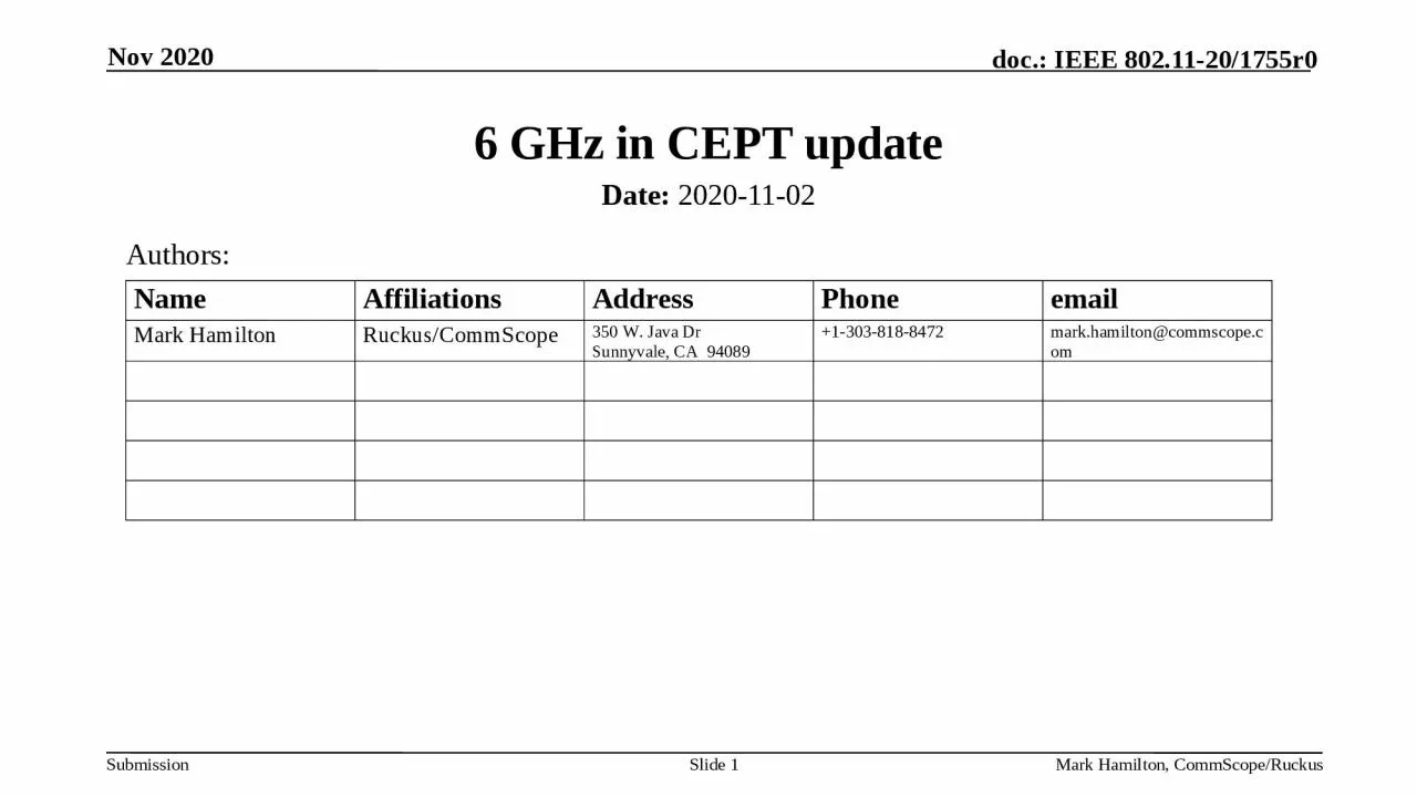 PPT-6 GHz in CEPT update Date: