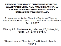   REMOVAL OF LEAD AND CHROMIUM ION FROM WASTEWATER USING ACID MODIFIED ACTIVATED CARBON