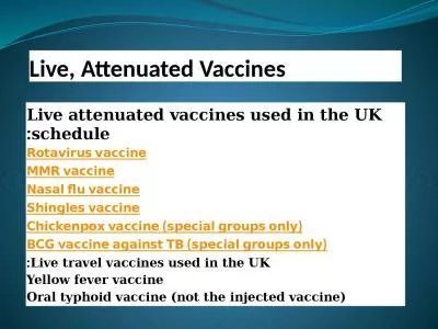 Live, Attenuated Vaccines