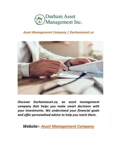 Asset Management Company | Durhamasset.ca