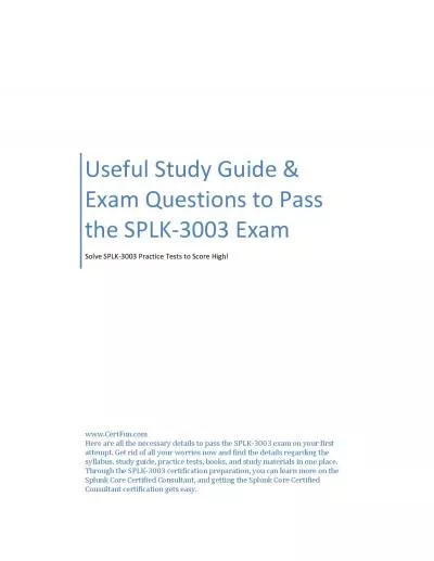 Useful Study Guide & Exam Questions to Pass the SPLK-3003 Exam