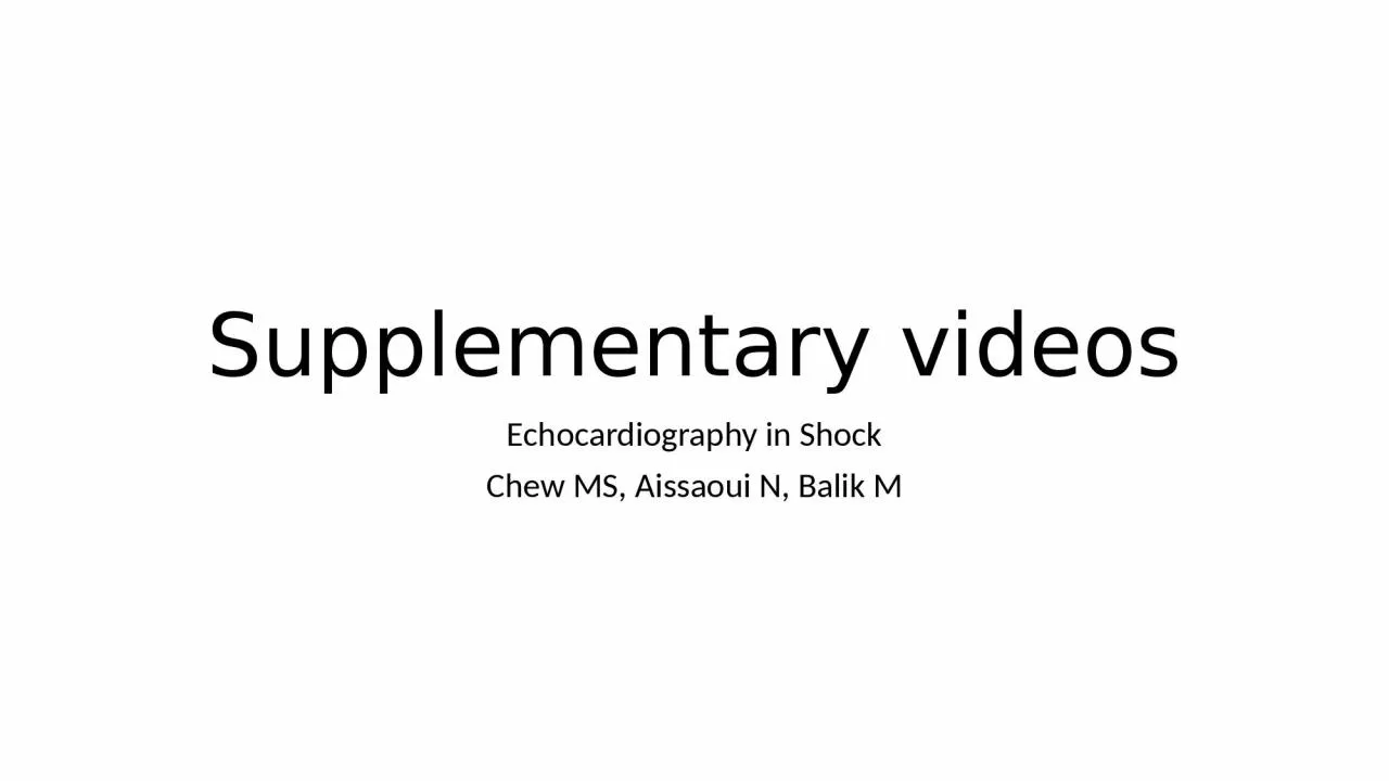 PPT-Supplementary videos Echocardiography in