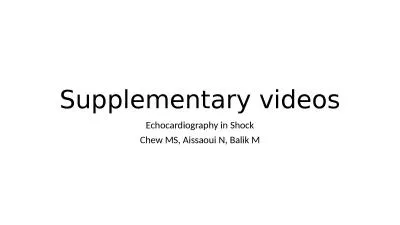 Supplementary  videos Echocardiography in