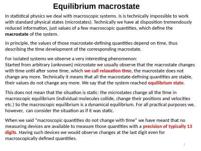 1 Equilibrium macrostate