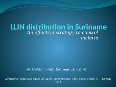 LLIN distribution in Suriname