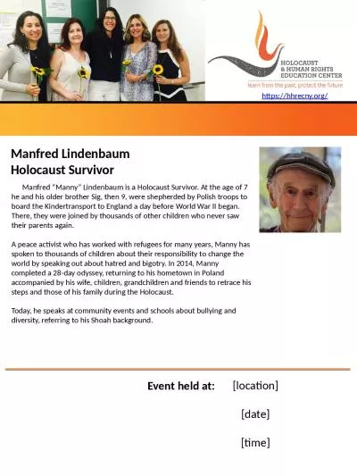 Manfred Lindenbaum Holocaust Survivor