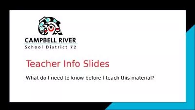 Teacher Info Slides What do I need to know before I teach this material?