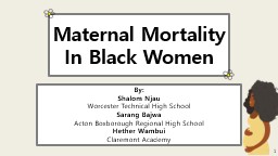 Maternal Mortality In Black Women