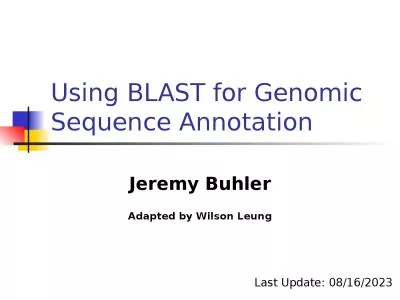 Using  BLAST  for Genomic Sequence Annotation