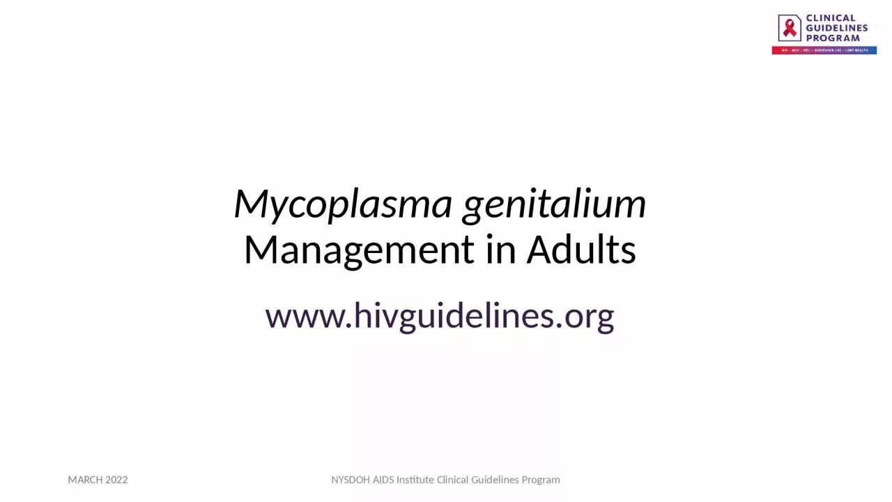 PPT-Mycoplasma genitalium Management in Adults