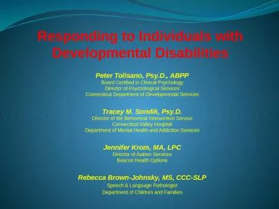 Responding to Individuals with Developmental Disabilities