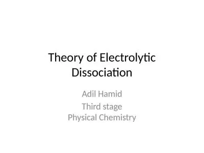 Theory of Electrolytic Dissociation