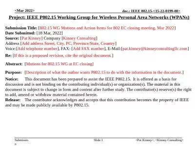 <Mar 2022> <Pat Kinney>, <Kinney Consulting>