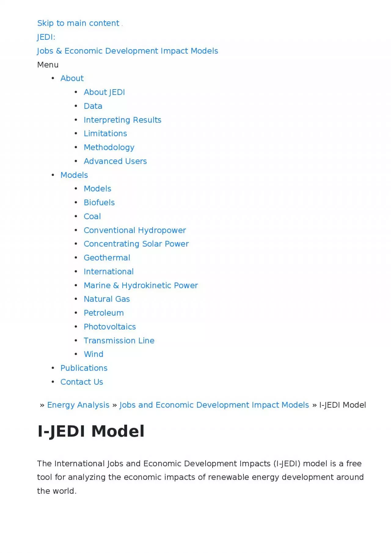 PPT-International Jobs and Economic Development Impacts (I-JEDI) model