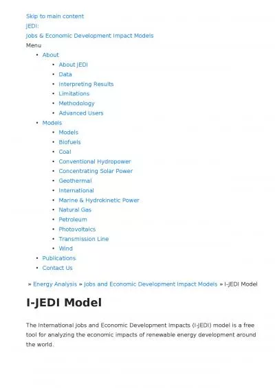 International Jobs and Economic Development Impacts (I-JEDI) model