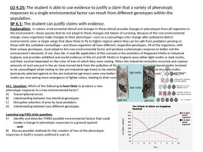 LO 4.25:   The student is able to use evidence to justify a claim that a variety of phenotypic resp