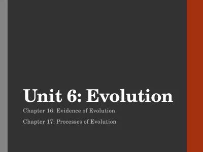 Unit 6: Evolution Chapter 16: Evidence of Evolution