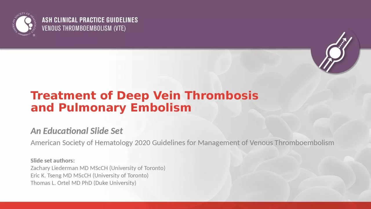 Treatment of Deep Vein Thrombosis
