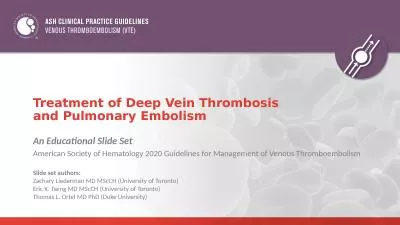 Treatment of Deep Vein Thrombosis