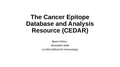 The Cancer Epitope Database and Analysis Resource (CEDAR)