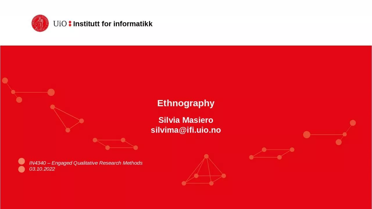 Ethnography Silvia Masiero
