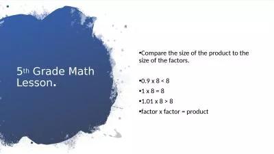 5 th  Grade Math Lesson .