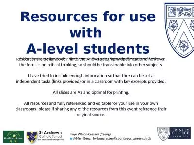 Resources for use with  A-level students