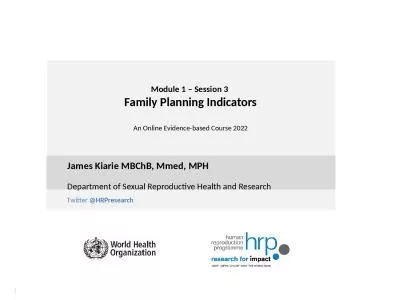 Module 1 – Session 3  Family Planning Indicators