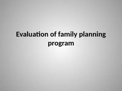 Evaluation  of family planning program