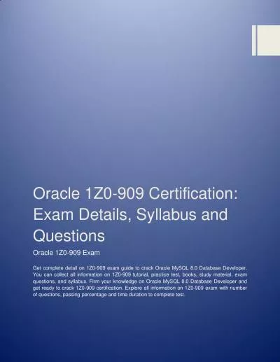 Oracle 1Z0-909 Certification: Exam Details, Syllabus and Questions
