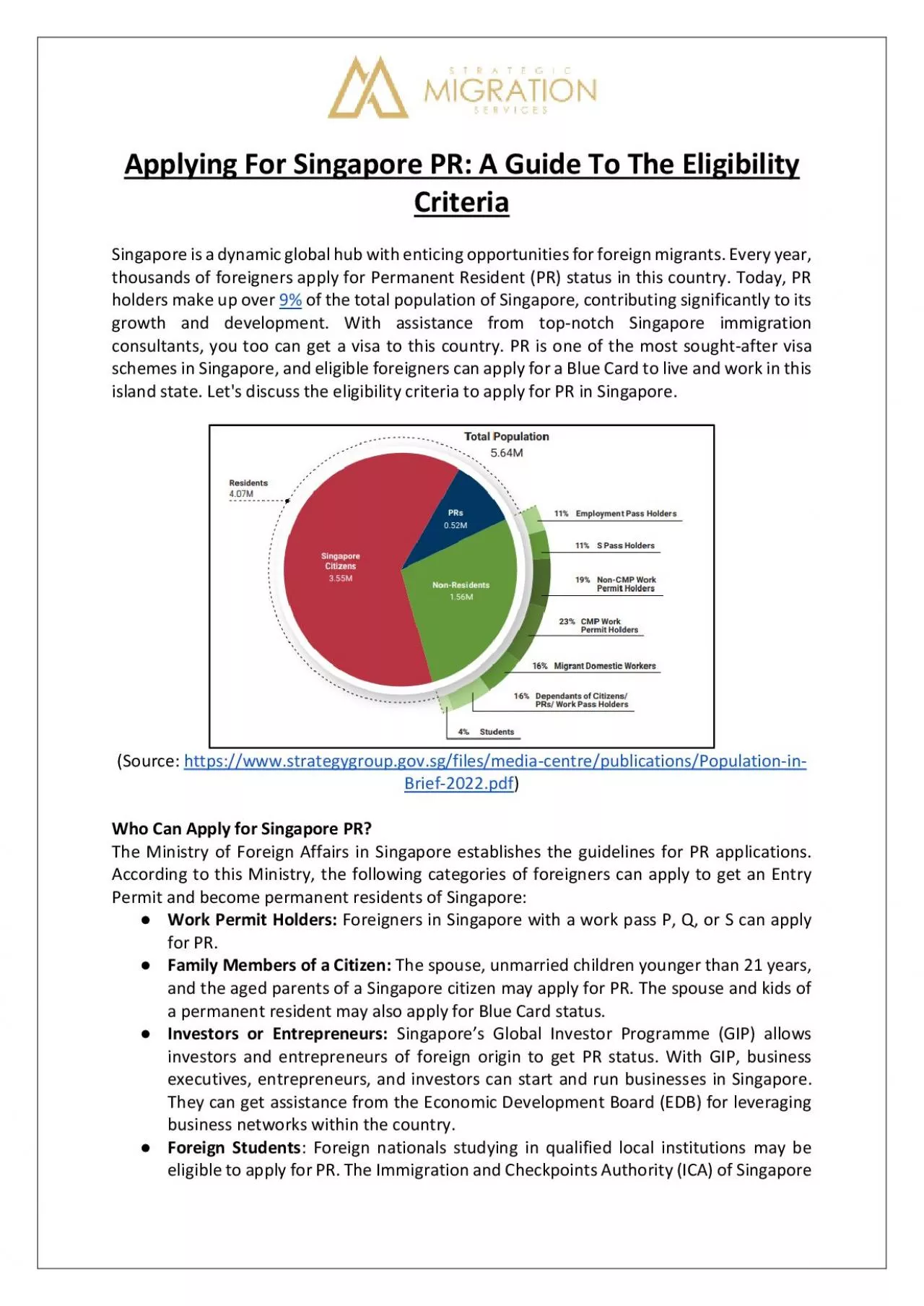 PDF-Strategic Migration Services - Applying For Singapore PR: A Guide To The Eligibility Criteria