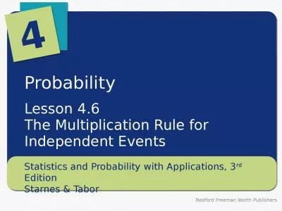 Probability Lesson  4.6 The Multiplication Rule for