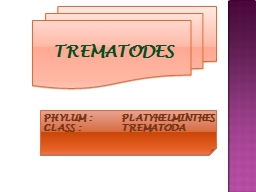TREMATODES  PHYLUM :		PLATYHELMINTHES