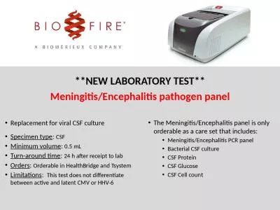 Replacement for viral CSF culture