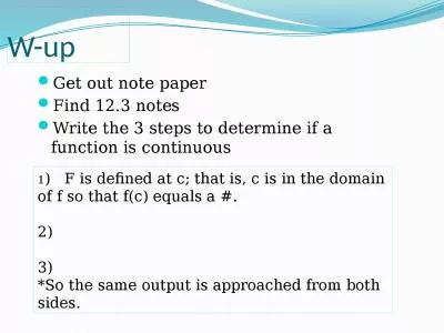 W-up Get out note paper Find 12.3 notes