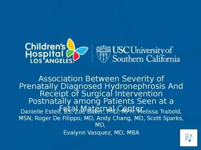 Association Between Severity of Prenatally Diagnosed Hydronephrosis And Receipt of Surgical