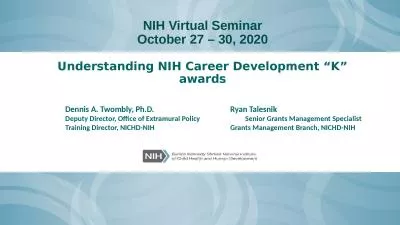 NIH Virtual Seminar October 27 – 30, 2020