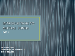 INTRODUCTION TO MUTUAL FUNDS