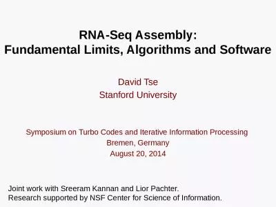 RNA- Seq  Assembly: Fundamental Limits, Algorithms and Software