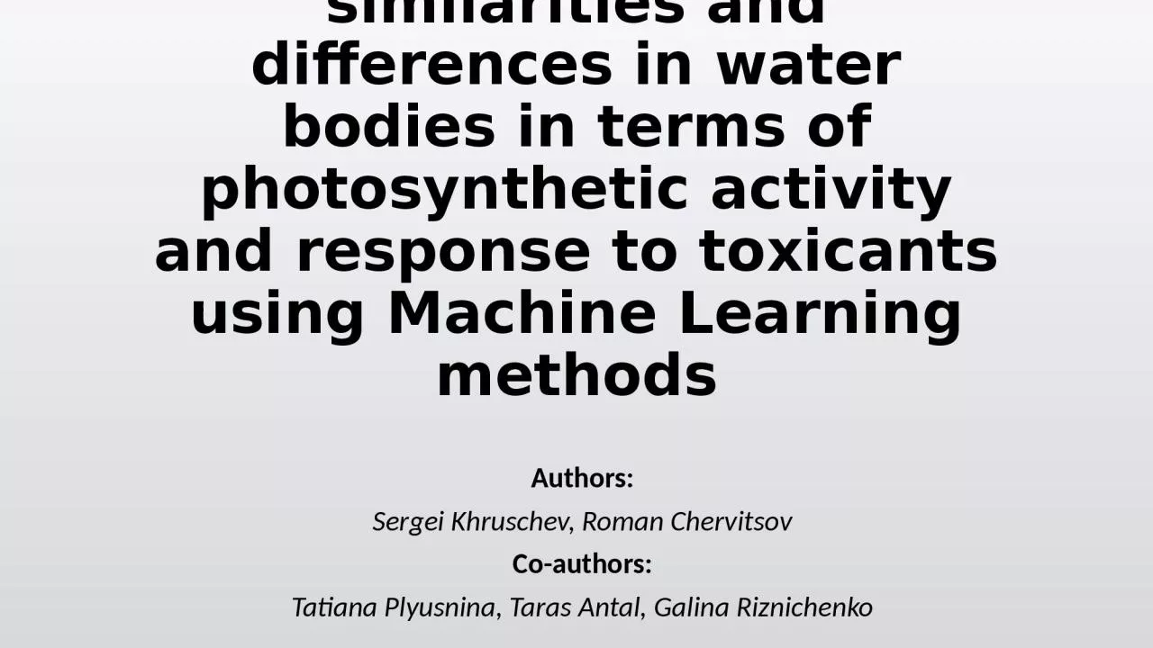 PPT-Identification of similarities and differences in water bodies in terms of photosynthetic