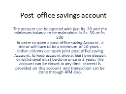 Post  office savings account